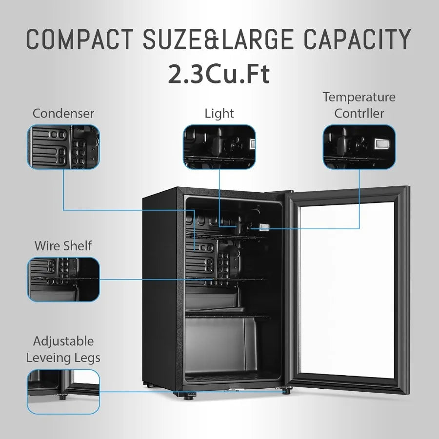 XMSJ Beverage Refrigerator Glass Door Mini Fridge For Office Bar