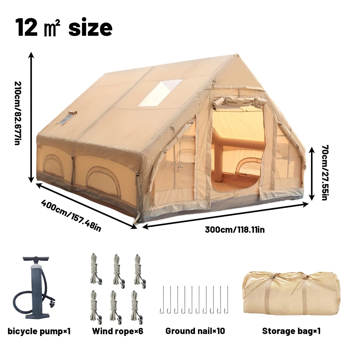 Pakicetus Inflatable Tent With Skylight Quick Setup For Four To Six People