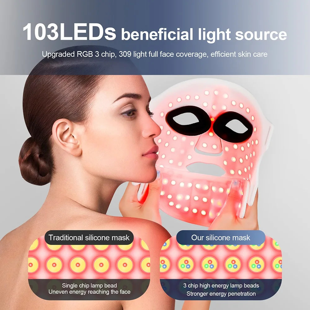 Foreverlily Silicone LED Mask With Neck Infrared Therapy