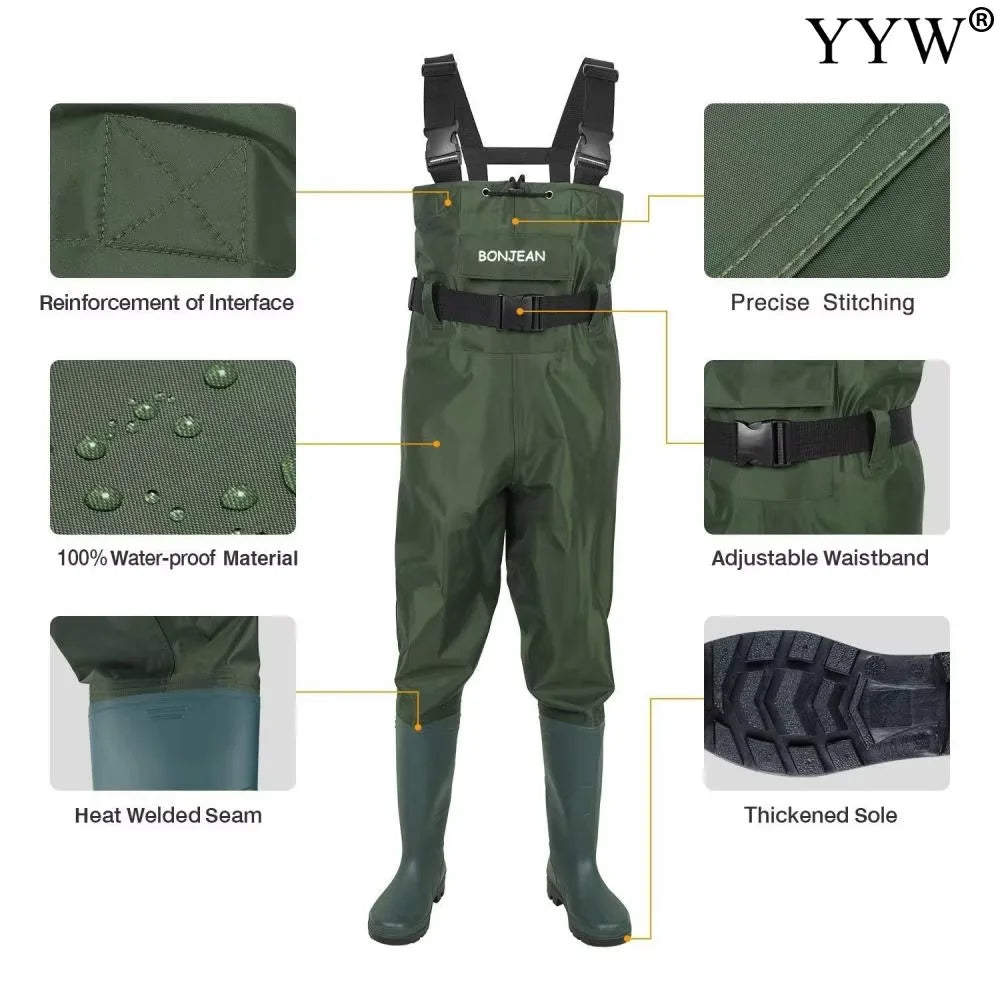 Unisex Waterproof Fishing Waders With Boots For Men Women