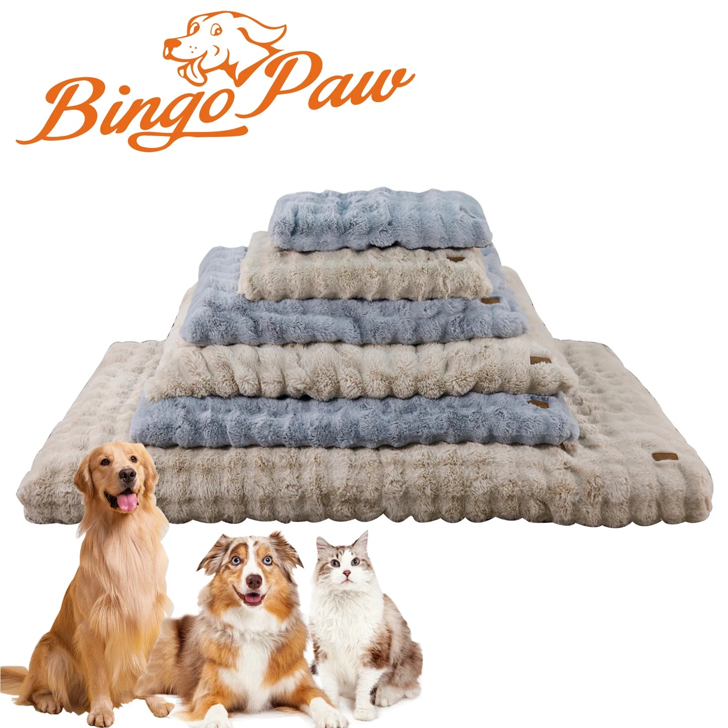 BINGOPAWCN Ultra Soft Plush Dog Bed With Thick Foam Base