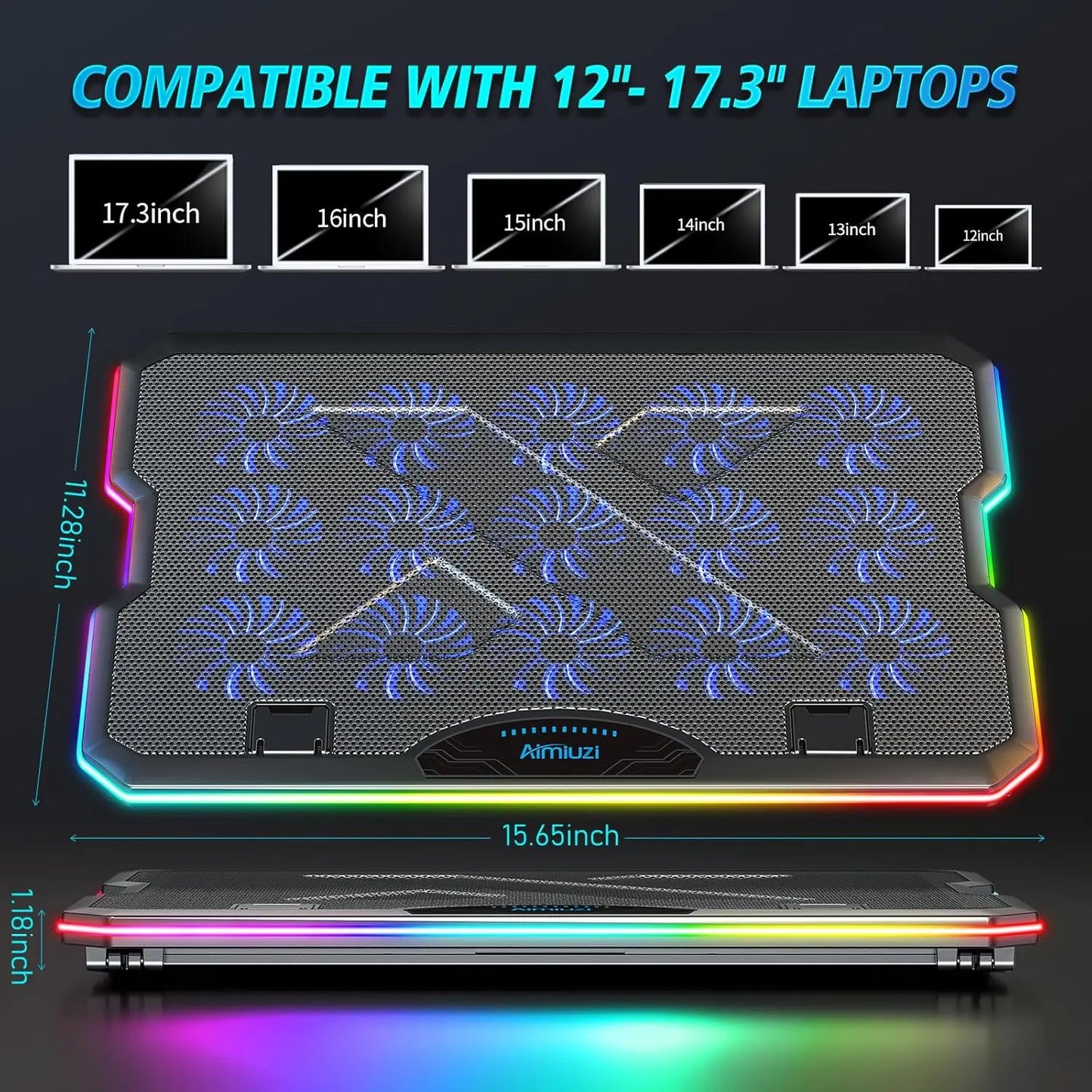 XMSJ Gaming Laptop Cooling Pad Featuring 15 Quiet Fans