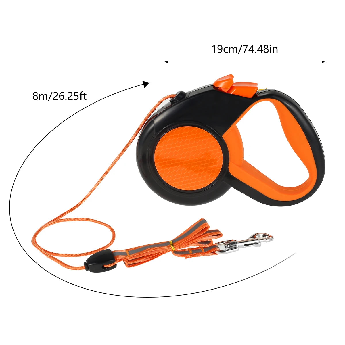 8M Retractable Dog Leash Heavy Duty With Reflective Tape And Non Slip Handle