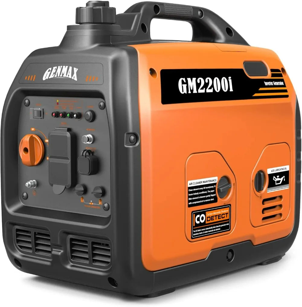 Portable Inverter Generator 2200W Ultra Quiet Eco Mode CO Shutdown