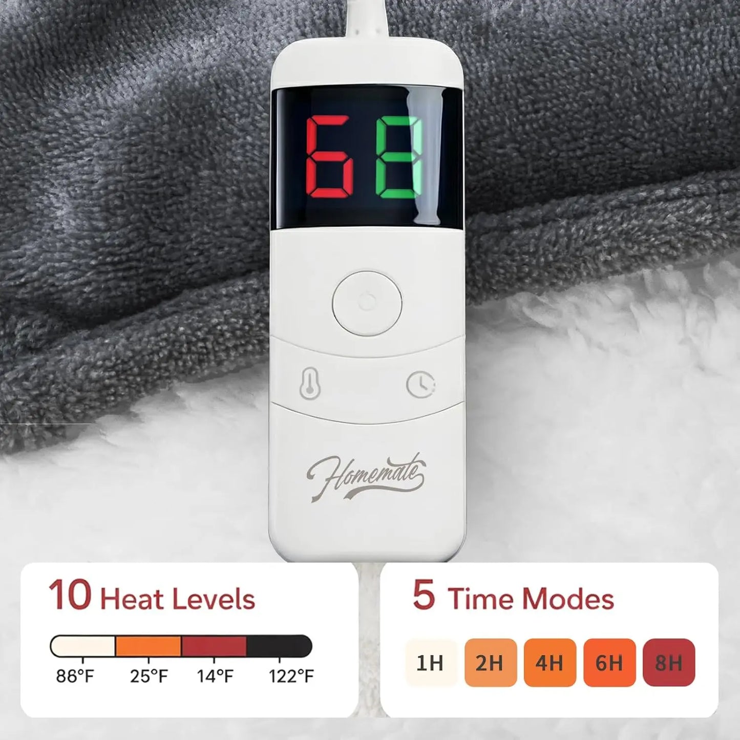 Heated Weighted Blanket With Auto Off And Ten Heat Levels