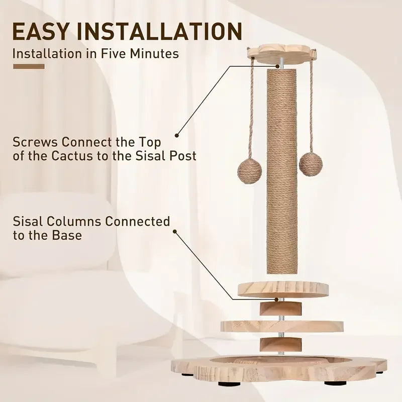 Cat Scratch Board Rotating Platform Wooden Fiber Chew Toy