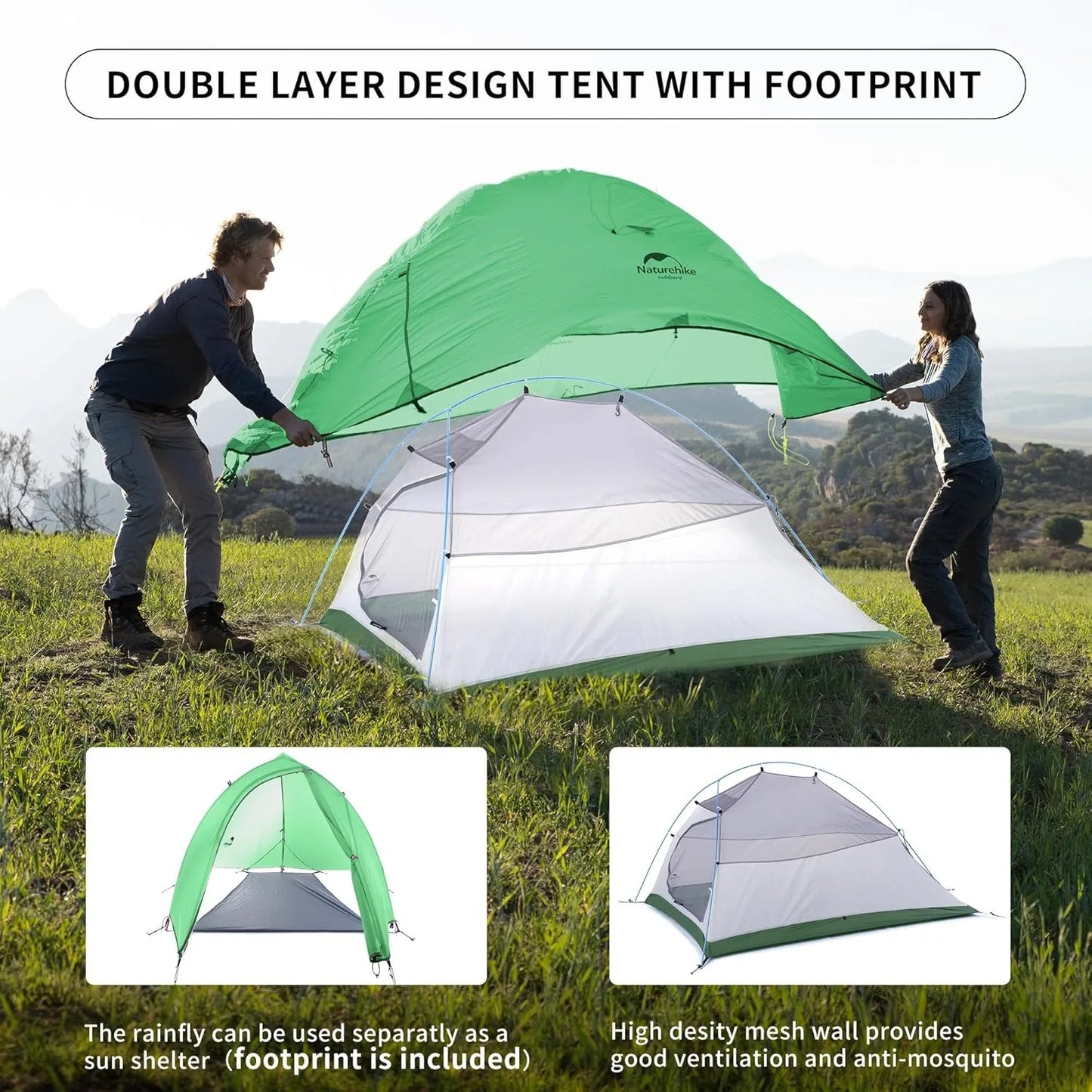 Naturehike Cloud Up 2 Person Camping Tent Ultralight Three Season