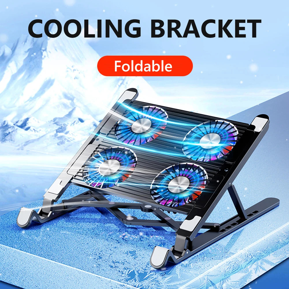 Jaysuing Laptop Cooling Pad With 4 Fans Foldable Stand RGB