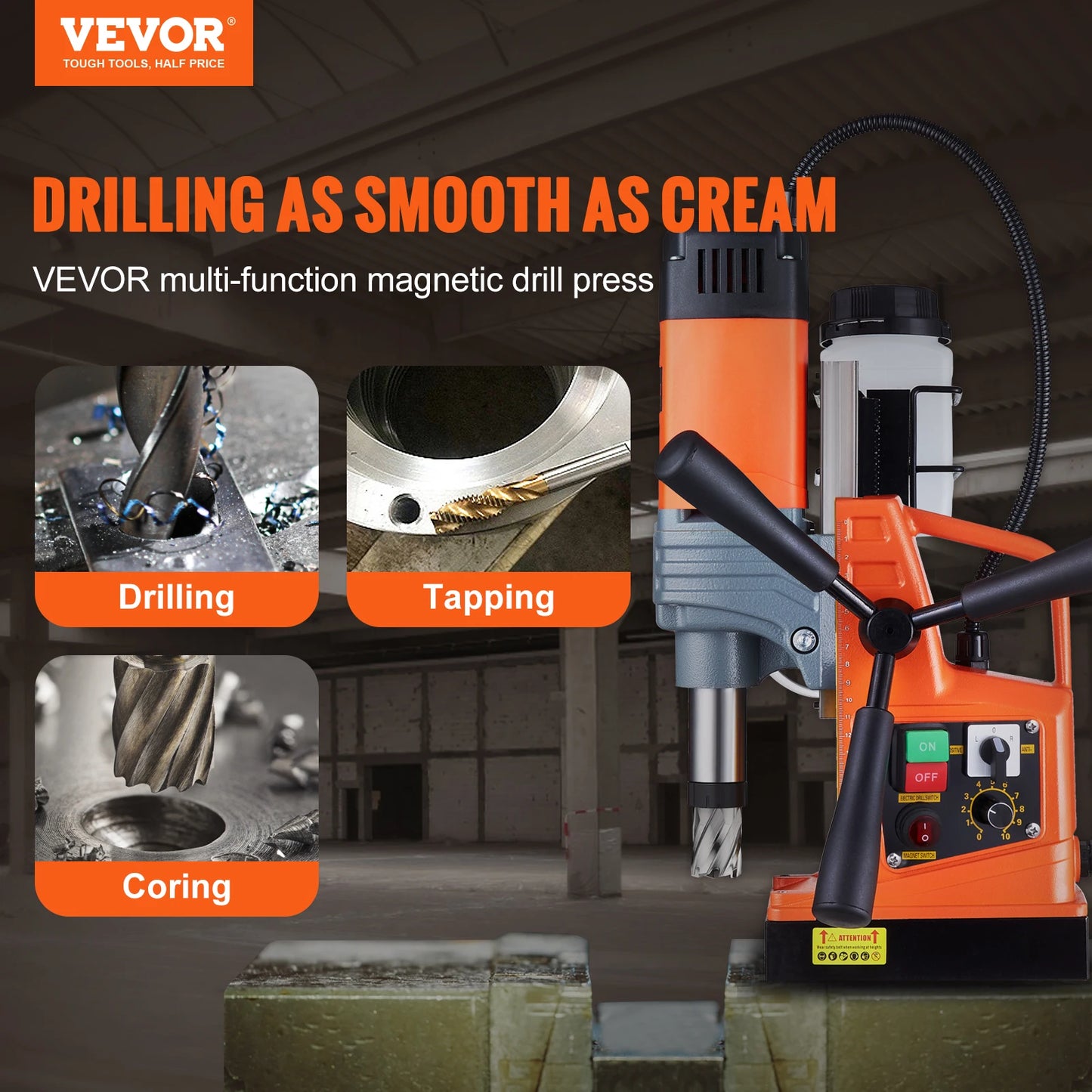SucceBuy 1300W 1400W Magnetic Core Drill Press High Torque