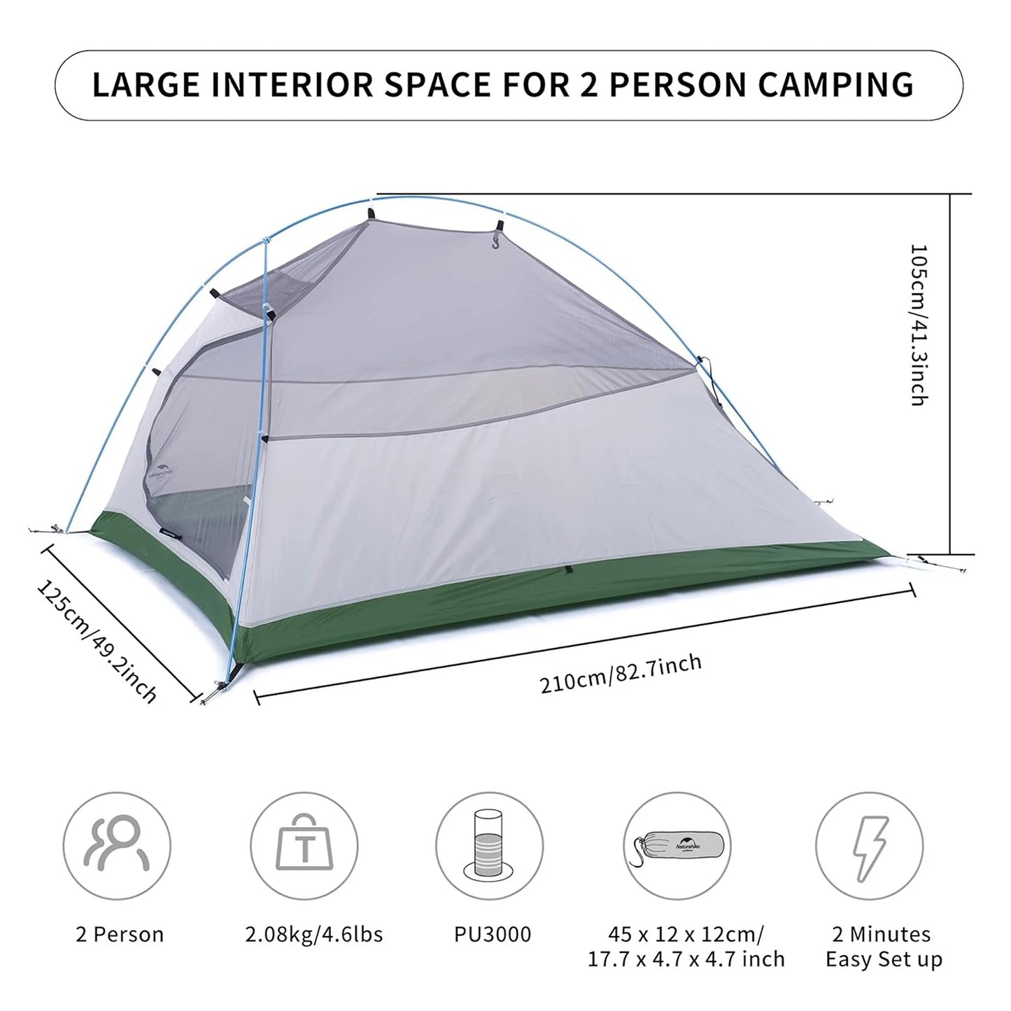 Naturehike Cloud Up 2 Person Camping Tent Ultralight Three Season