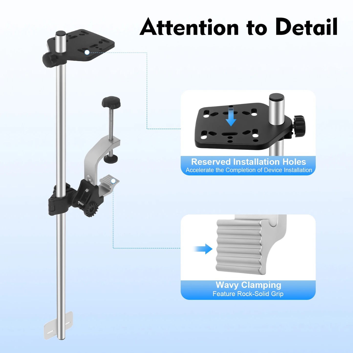 Universal 360 Degree Rotating Transducer Pole Mount For Boat Kayak