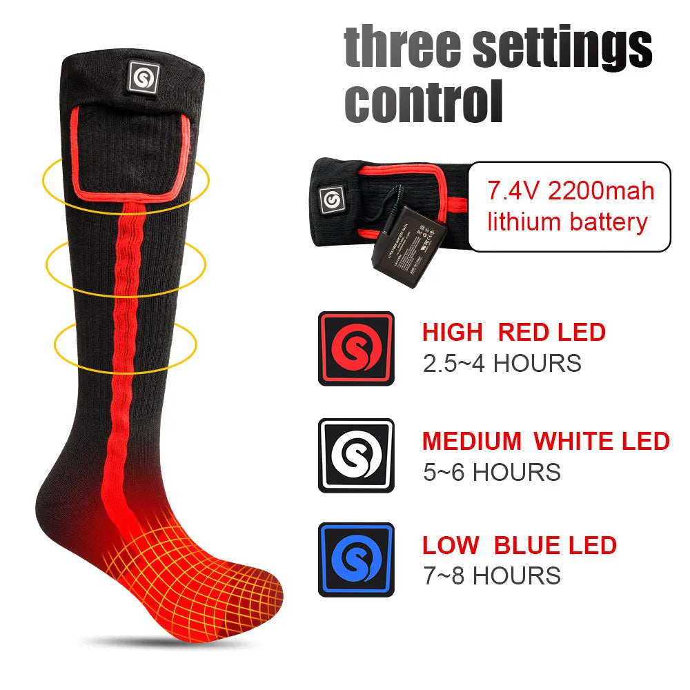 Snow Deer Heated Socks Rechargeable 2200mAh Thermal Winter Warmth Outdoor