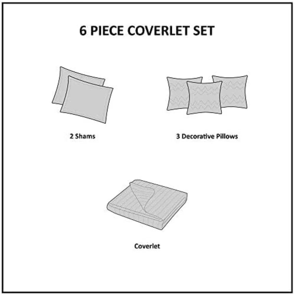 Traditional Damask Cotton All Season Bedspread Set With Matching Shams