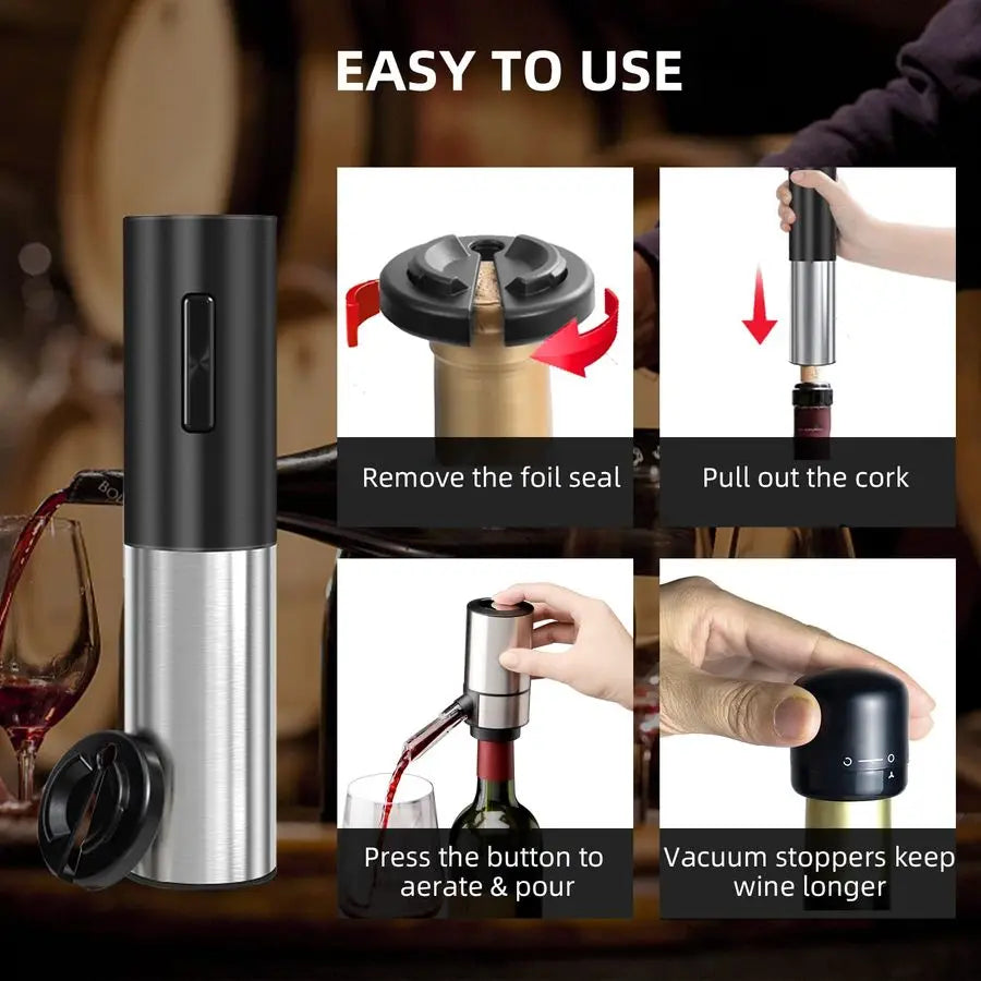 XMSJ Electric Wine Opener And Aerator Set With Foil Cutter
