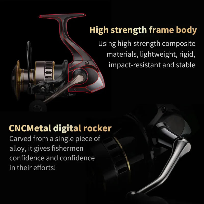 Left Right Hand Convertible Spinning Reel He1000-7000 Series Aluminum