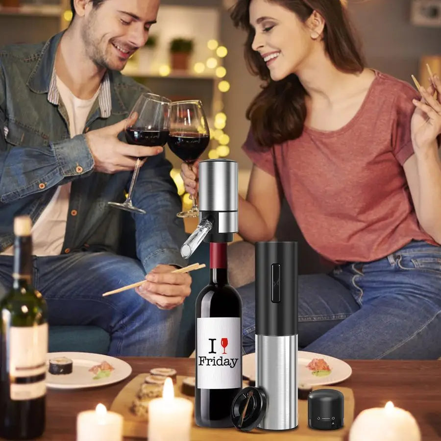 XMSJ Electric Wine Opener And Aerator Set With Foil Cutter