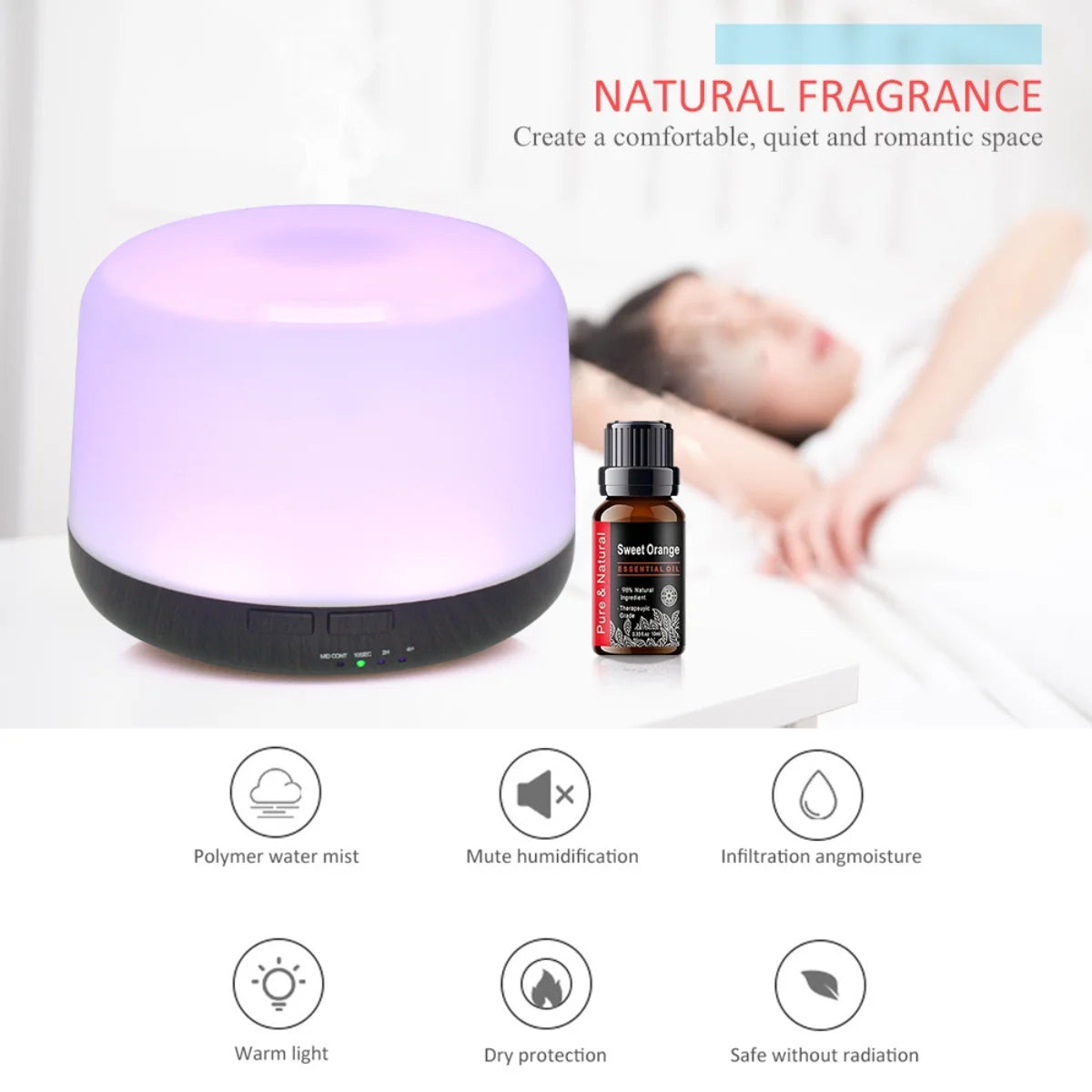 LISM Ultra Quiet Essential Oil Diffuser With Remote LED Light