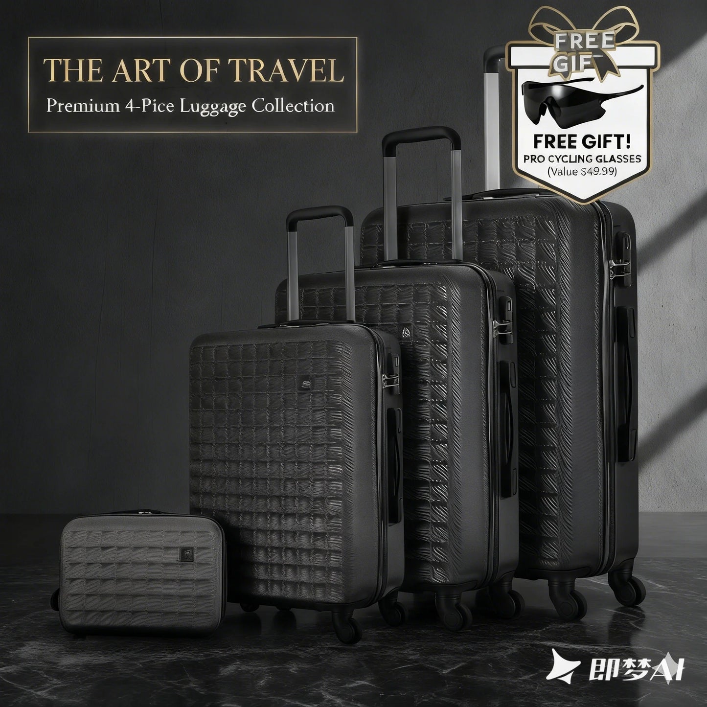 NONECN 4 Piece ABS Hardside Spinner Luggage Set