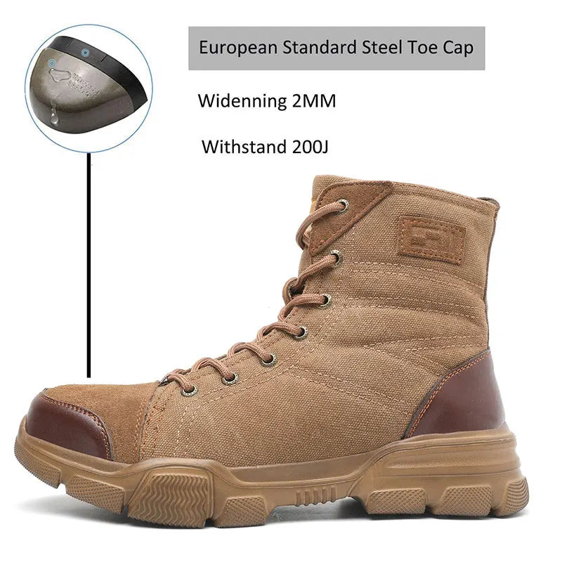SUADEX Steel Toe Work Boots For Men Indestructible Safety Shoes