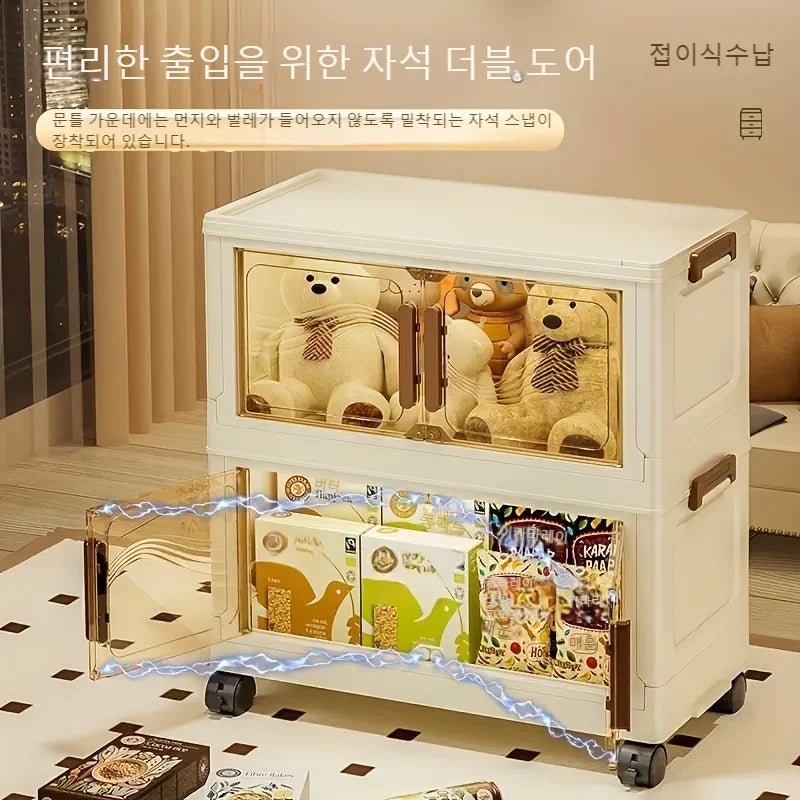 NONECN Foldable Storage Box With Clear Door For Home Organization