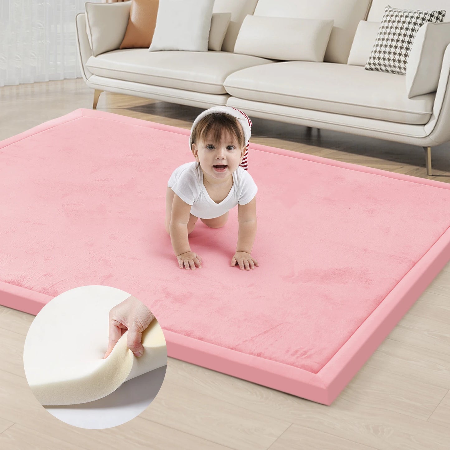 Huloo Sleep Memory Foam Playpen Mat Non Slip Bottom