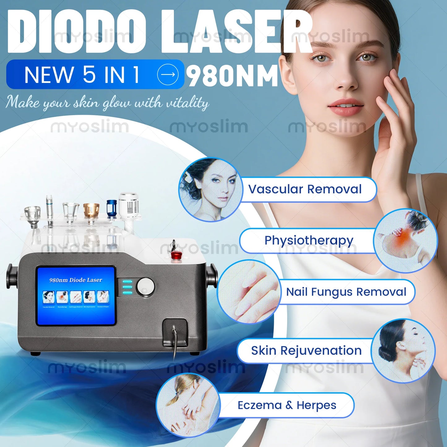 Five 980 Nanometer Diode Laser Vascular Vein Removal System