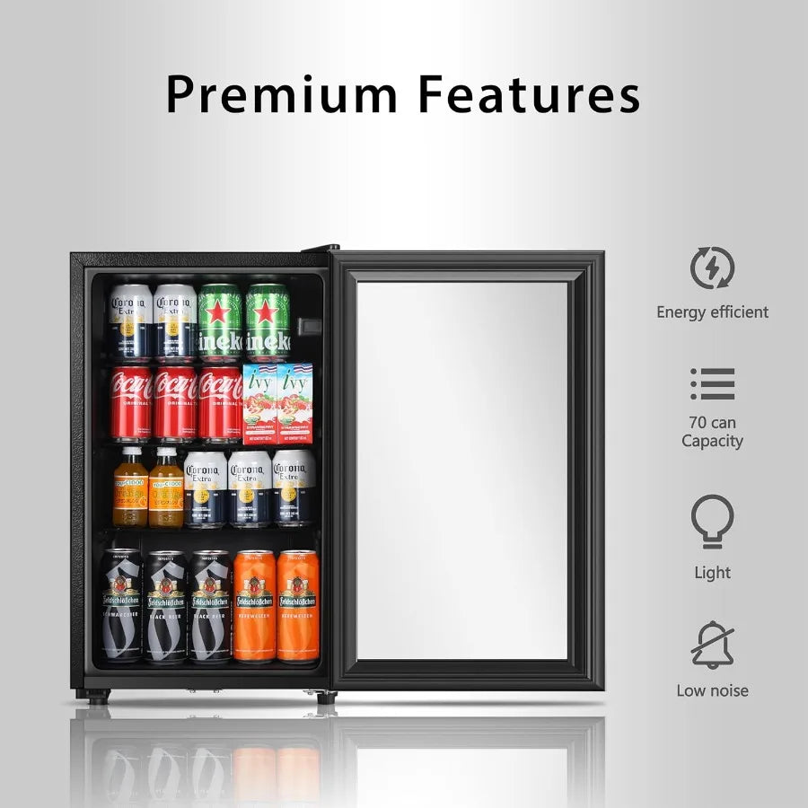 XMSJ Beverage Refrigerator Glass Door Mini Fridge For Office Bar