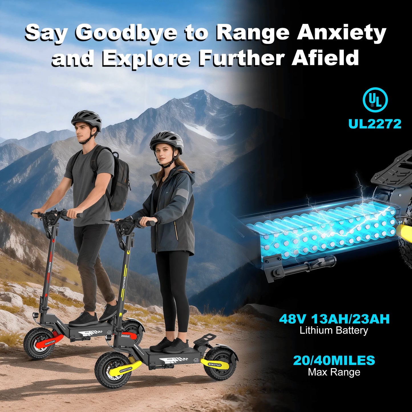 EOEOTWO GT06 Electric Scooter 30MPH 1200W Dual Suspension