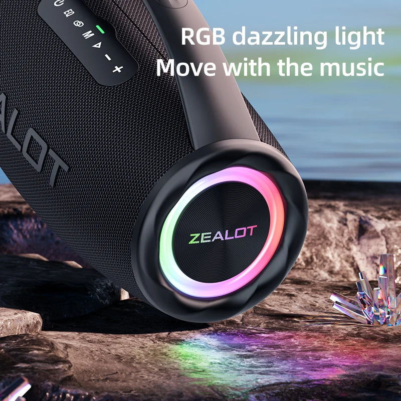 ZEALOT S97 80W Bluetooth Speaker Waterproof RGB Light Subwoofer