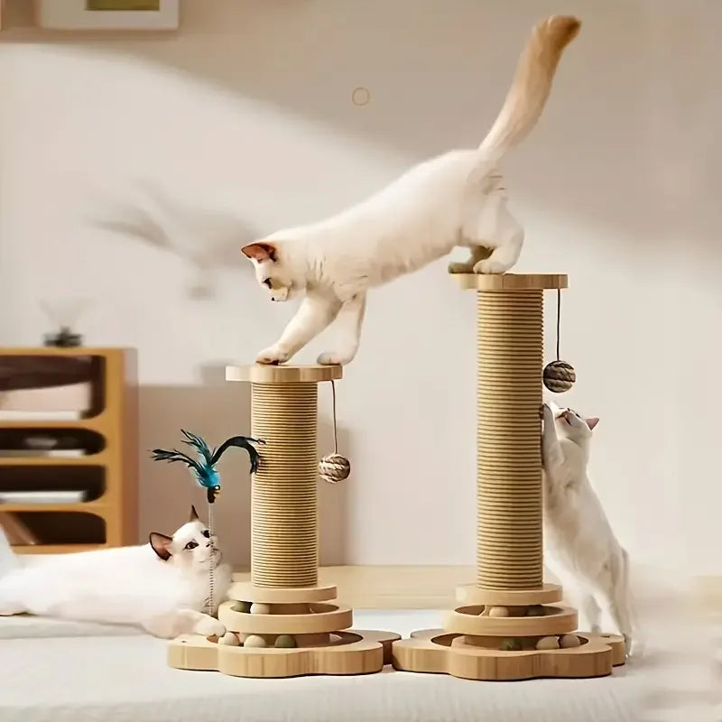 Cat Scratch Board Rotating Platform Wooden Fiber Chew Toy