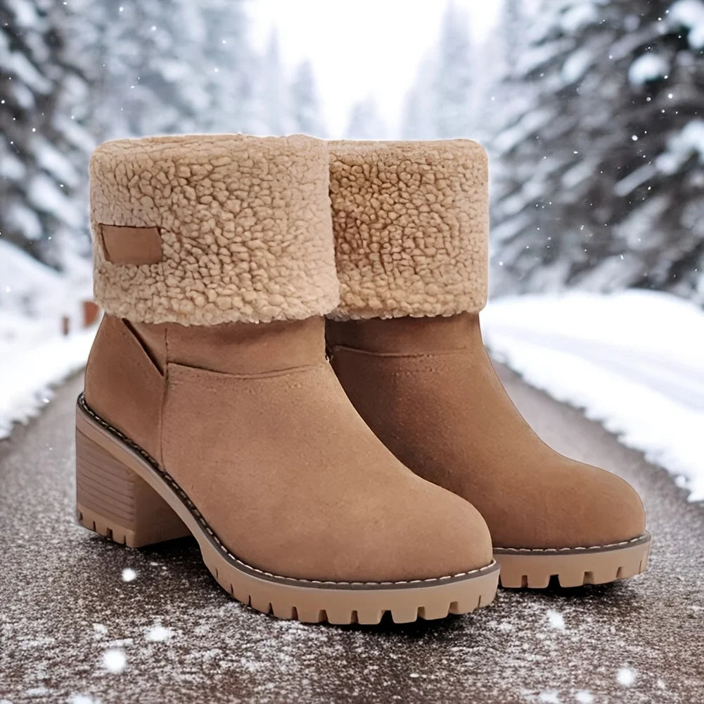 Winter Faux Fur Snow Boots For Women Platform Block Heels