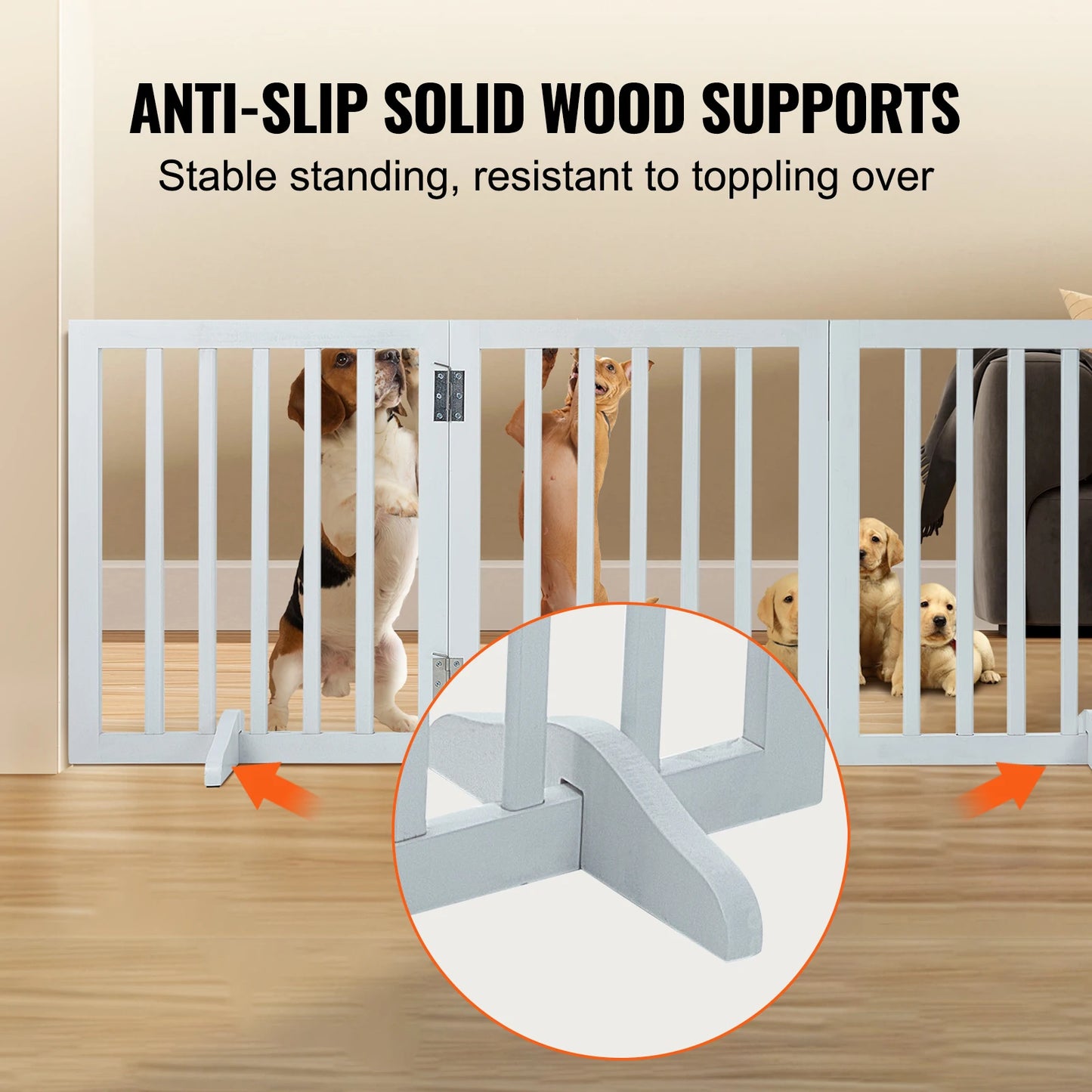 SucceBuy Free Standing 3 Panel Foldable Dog Gate Barrier