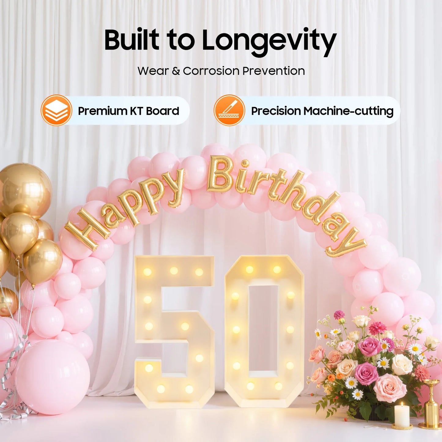 Bymaocar 50 Light Up Numbers Luminous Stereoscopic Birthday Frame