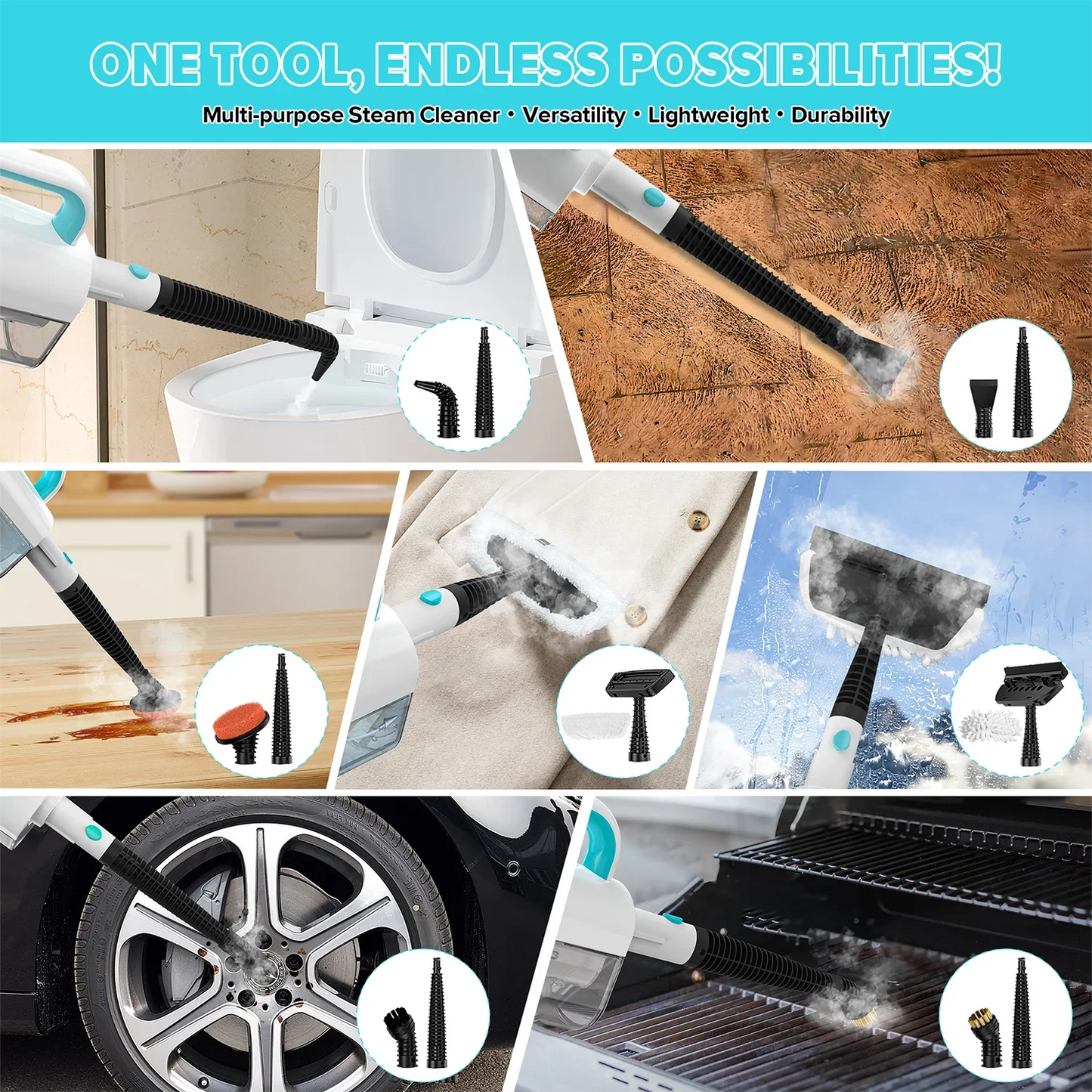 INSE 1200W Steam Mop Detachable Floor Cleaner For Hard Floors