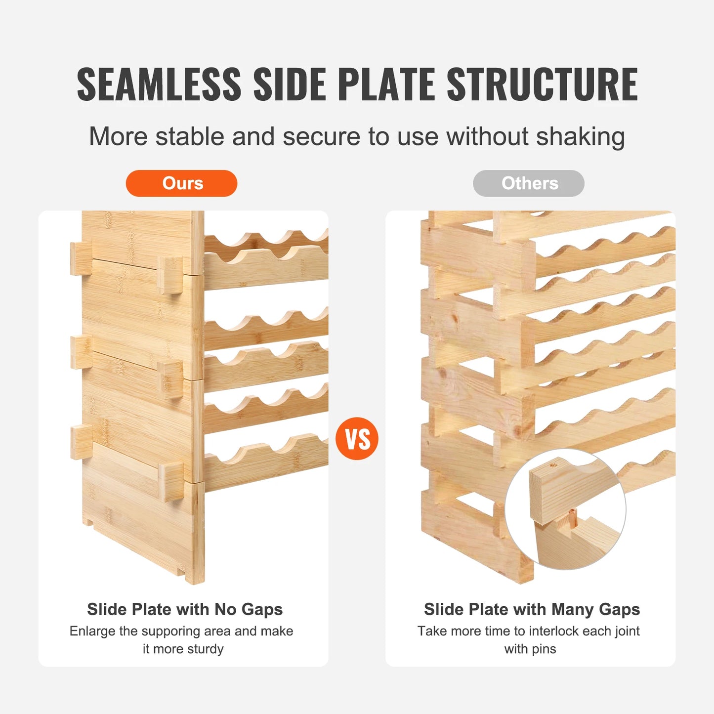 SucceBuy Bamboo Eight Tier Stackable Wine Rack Free Standing