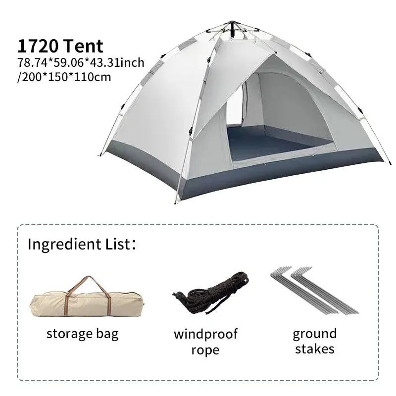 Outdoor Folding Tent Auto Opening 3-4 Person Camping Shelter