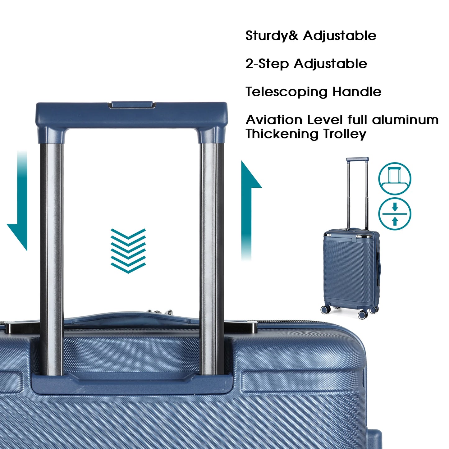 3-Piece ABS Hardshell Luggage Set With Spinner Wheels TSA Lock