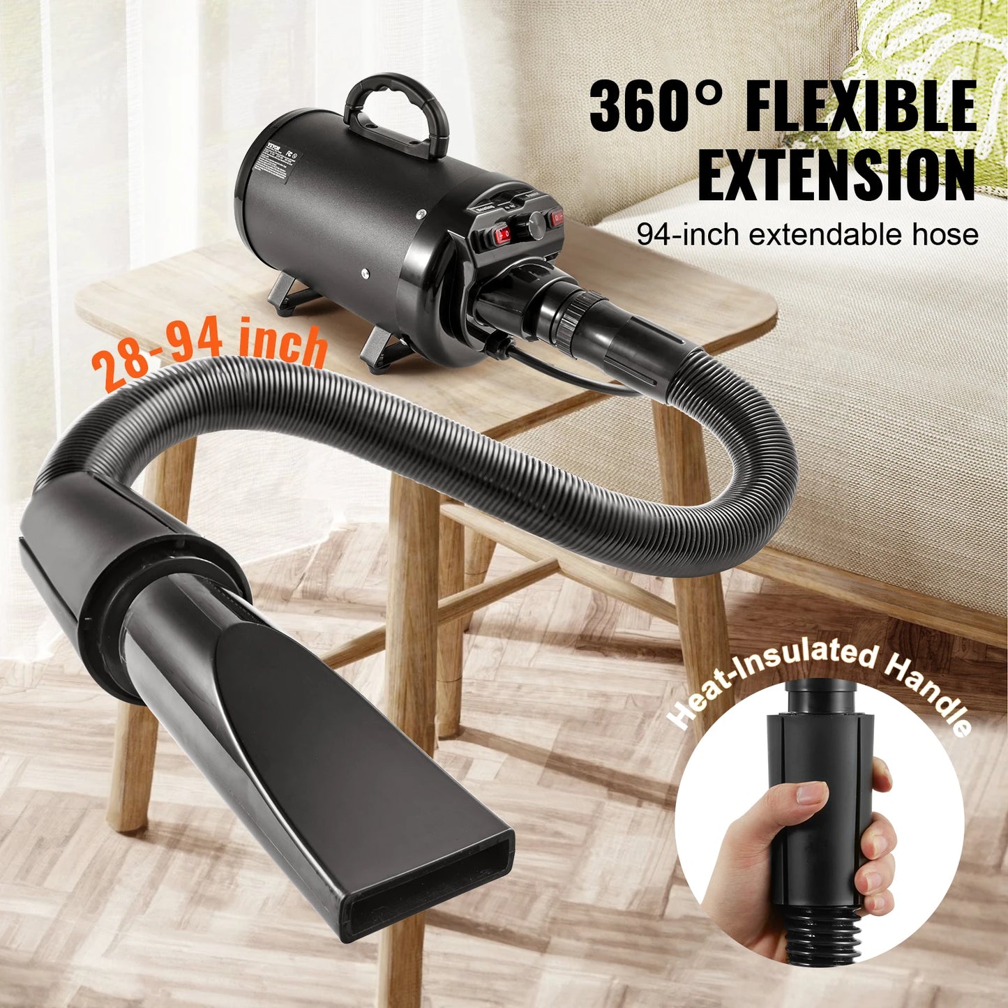 SucceBuy 2000W Dog Blow Dryer With Adjustable Speed And Nozzles