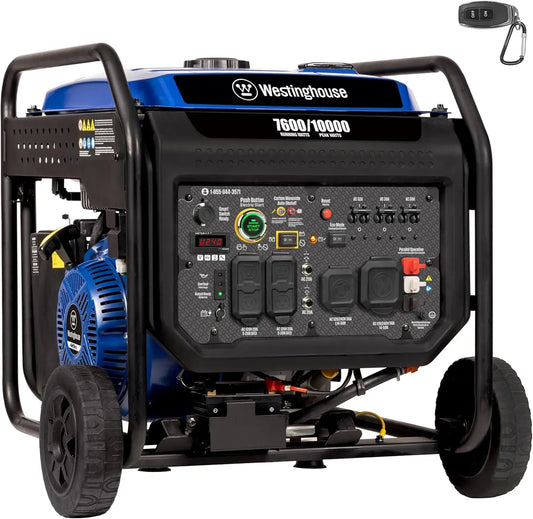 10000 Peak Watt Portable Inverter Generator With Remote Start And CO Sensor