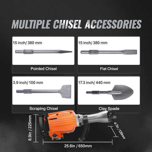 Succebuy Demolition Jack Hammer 1500W 2200W 3500W With 2/4 Chisels