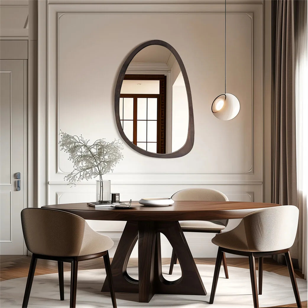 BORWART Wall Mirror With Irregular Industrial Wood Frame