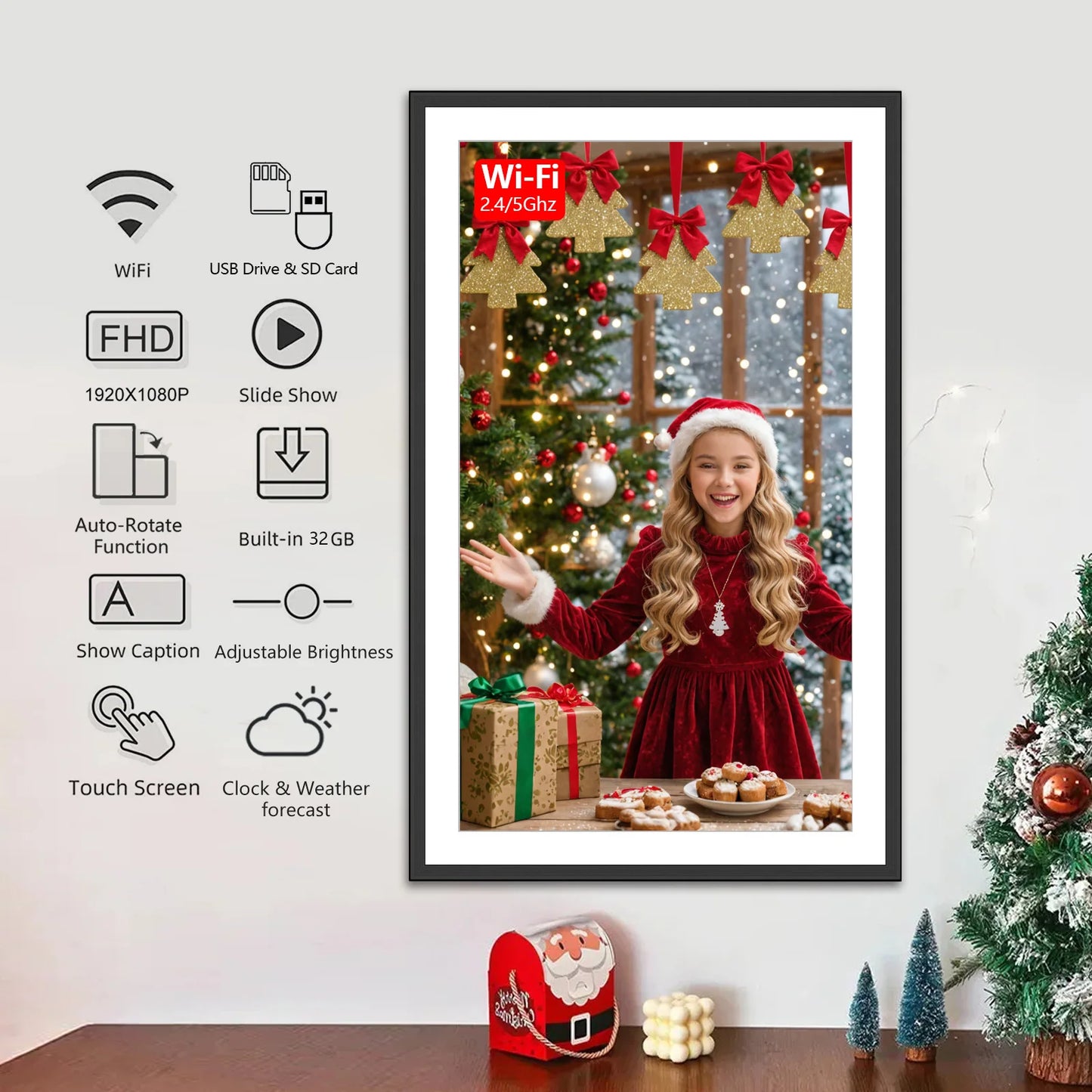 Smart WiFi Digital Photo Frame 1920x1080 Touch Screen