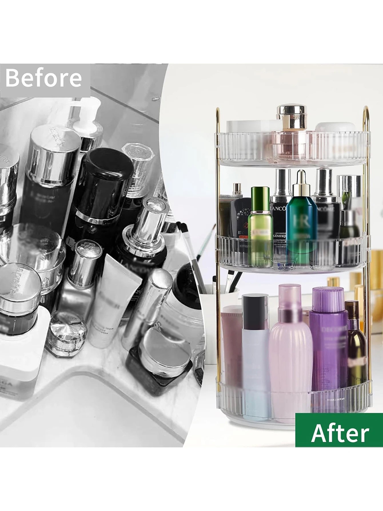360 Degree Rotating Makeup Organizer Large Capacity For Bathroom Vanity