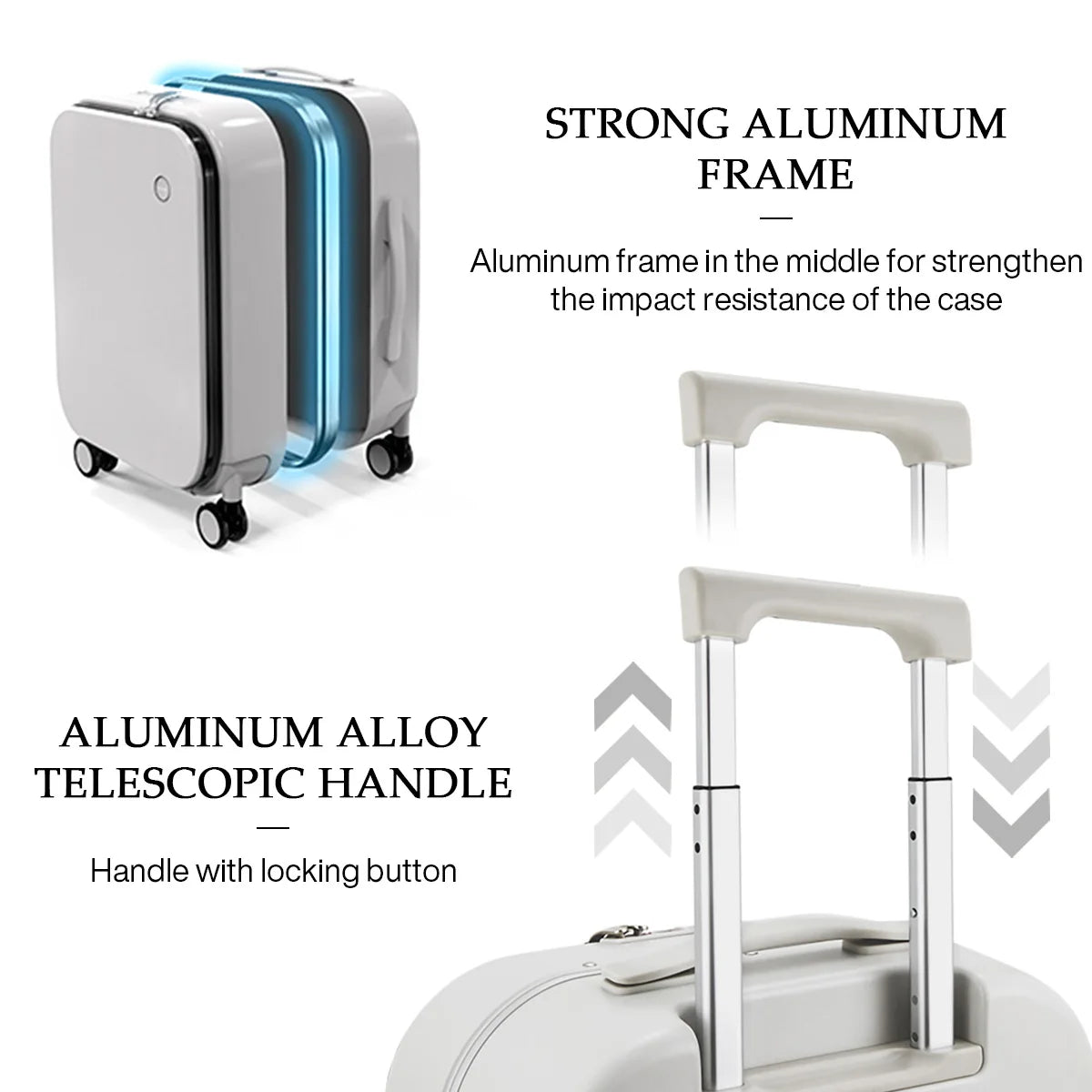 Mixi Aluminum Frame Suitcase Carry On Rolling Luggage M9260