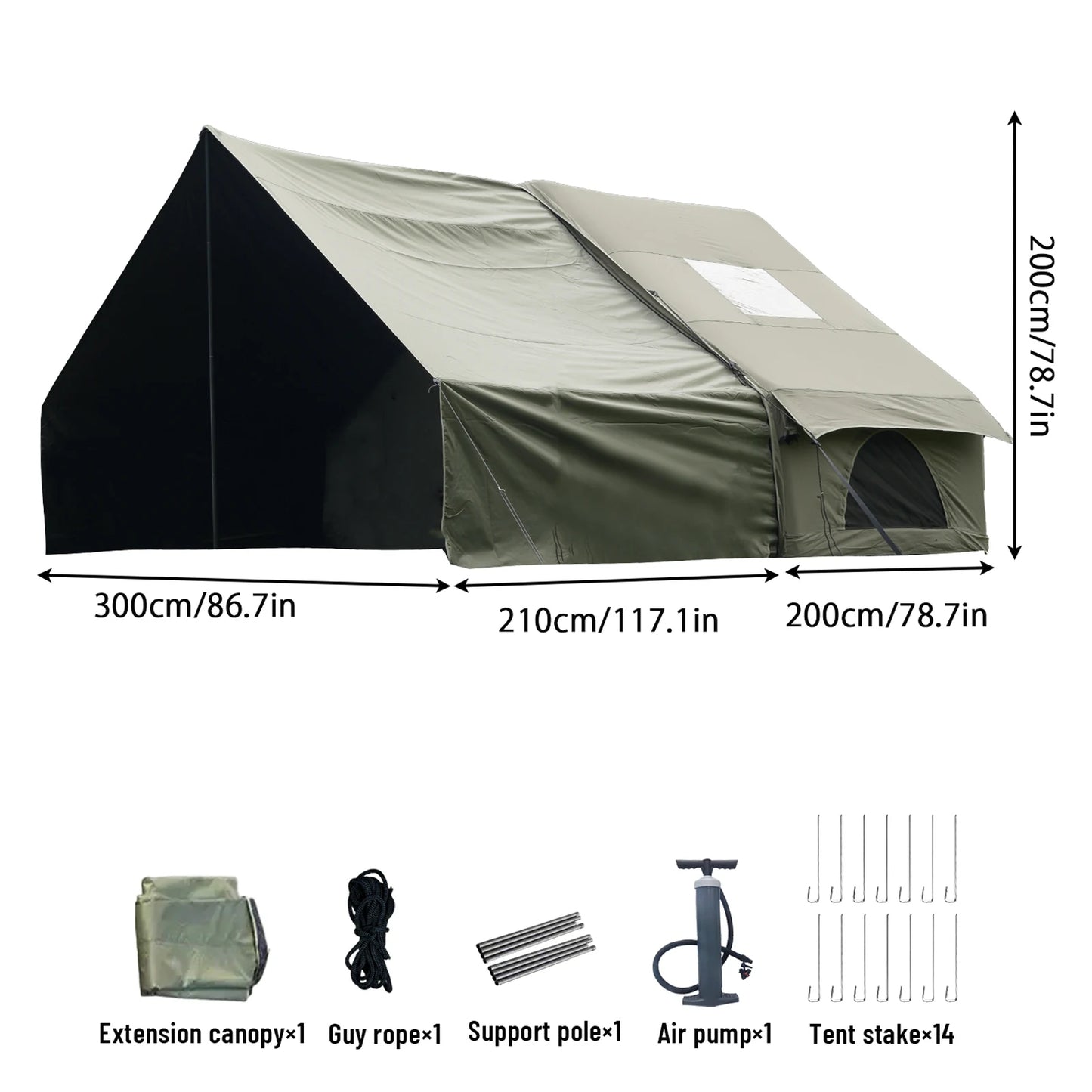 Pakicetus Inflatable Tent With Skylight Quick Setup For Four To Six People