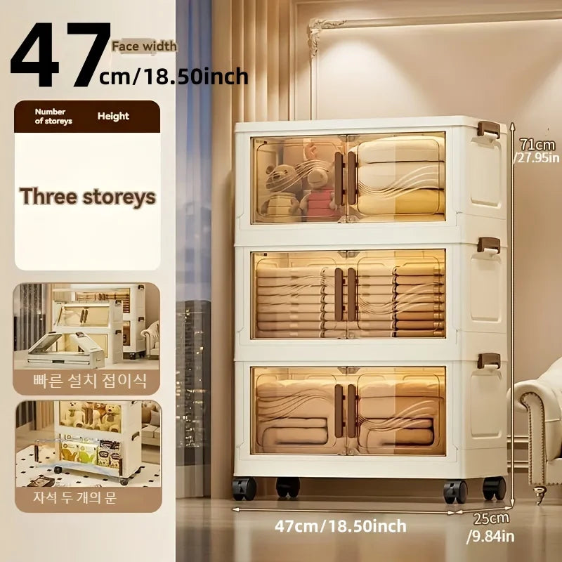 NONECN Foldable Storage Box With Clear Door For Home Organization