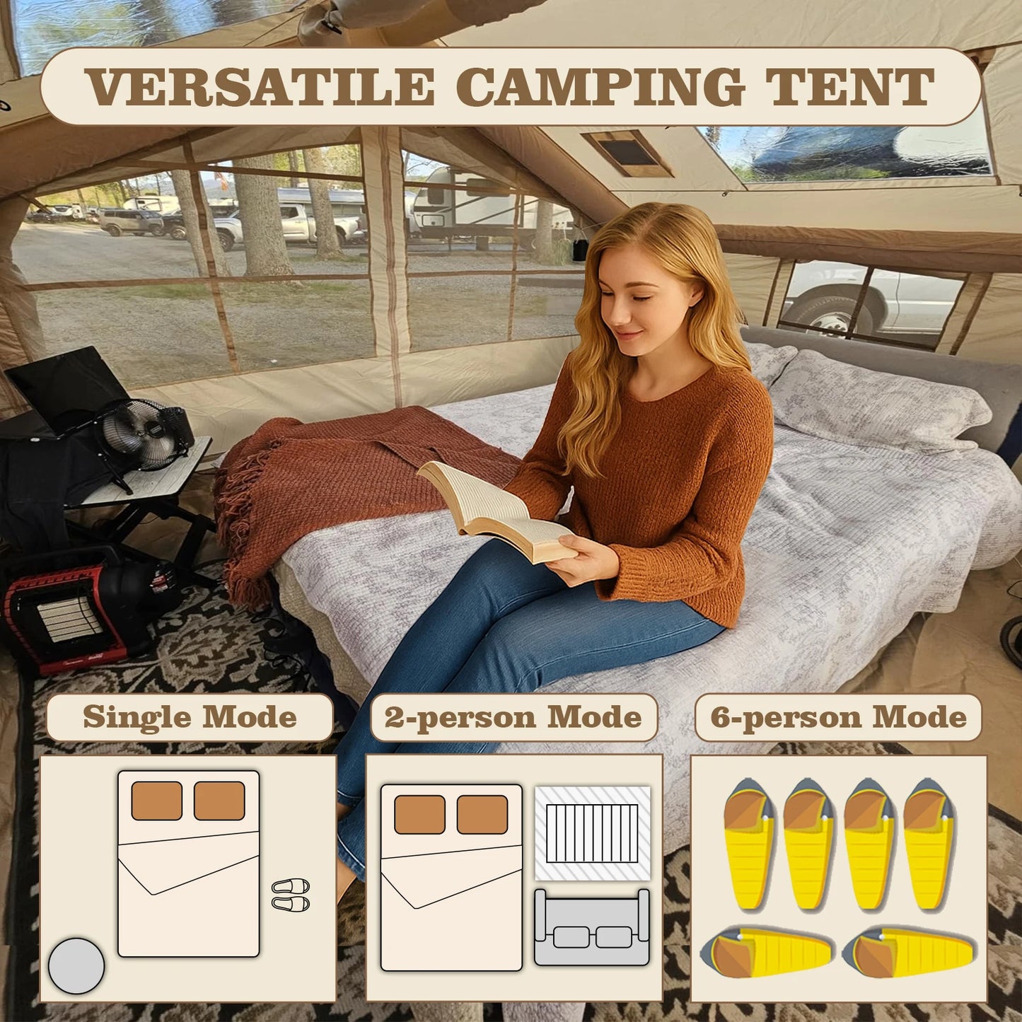 Inflatable Tent With Air Conditioning Vent For 4 Season Glamping