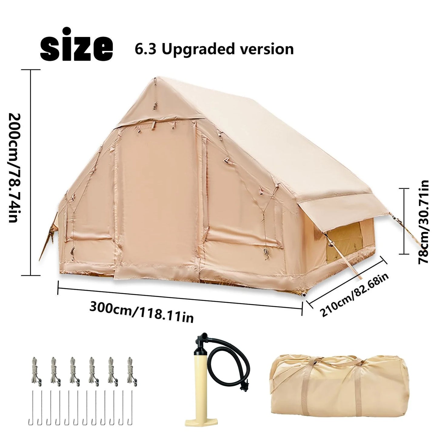Pakicetus Inflatable Tent With Skylight Quick Setup For Four To Six People