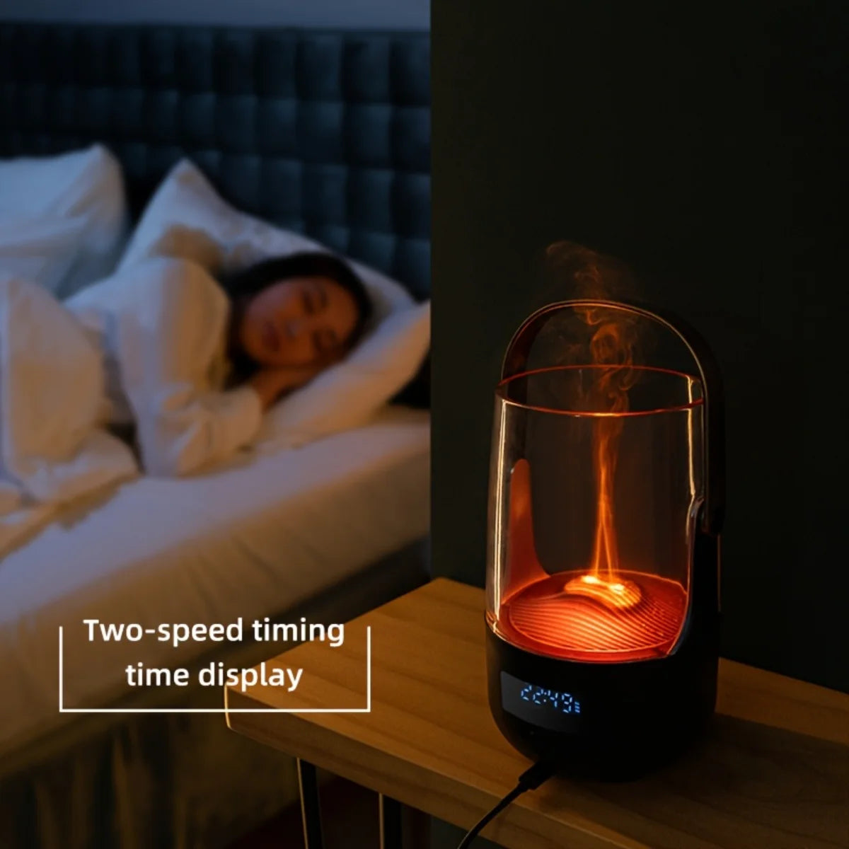 LISM Flickering Flame Diffuser Humidifier With Timer