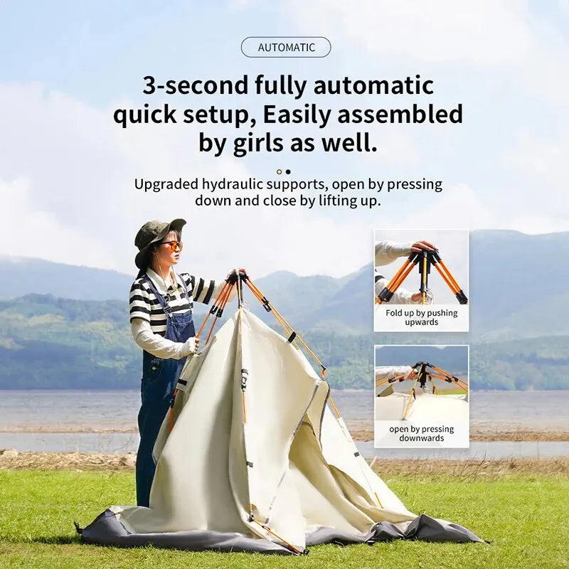 Outdoor Folding Tent Auto Opening 3-4 Person Camping Shelter
